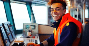 img of someone smiling in a yacht bridge, NMEA Approved Marine Electronics Installation