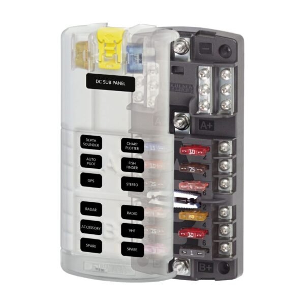 Blue Sea Systems Fuse Block ST-Blade Dual12 with Grounding/cvr (Bulk)