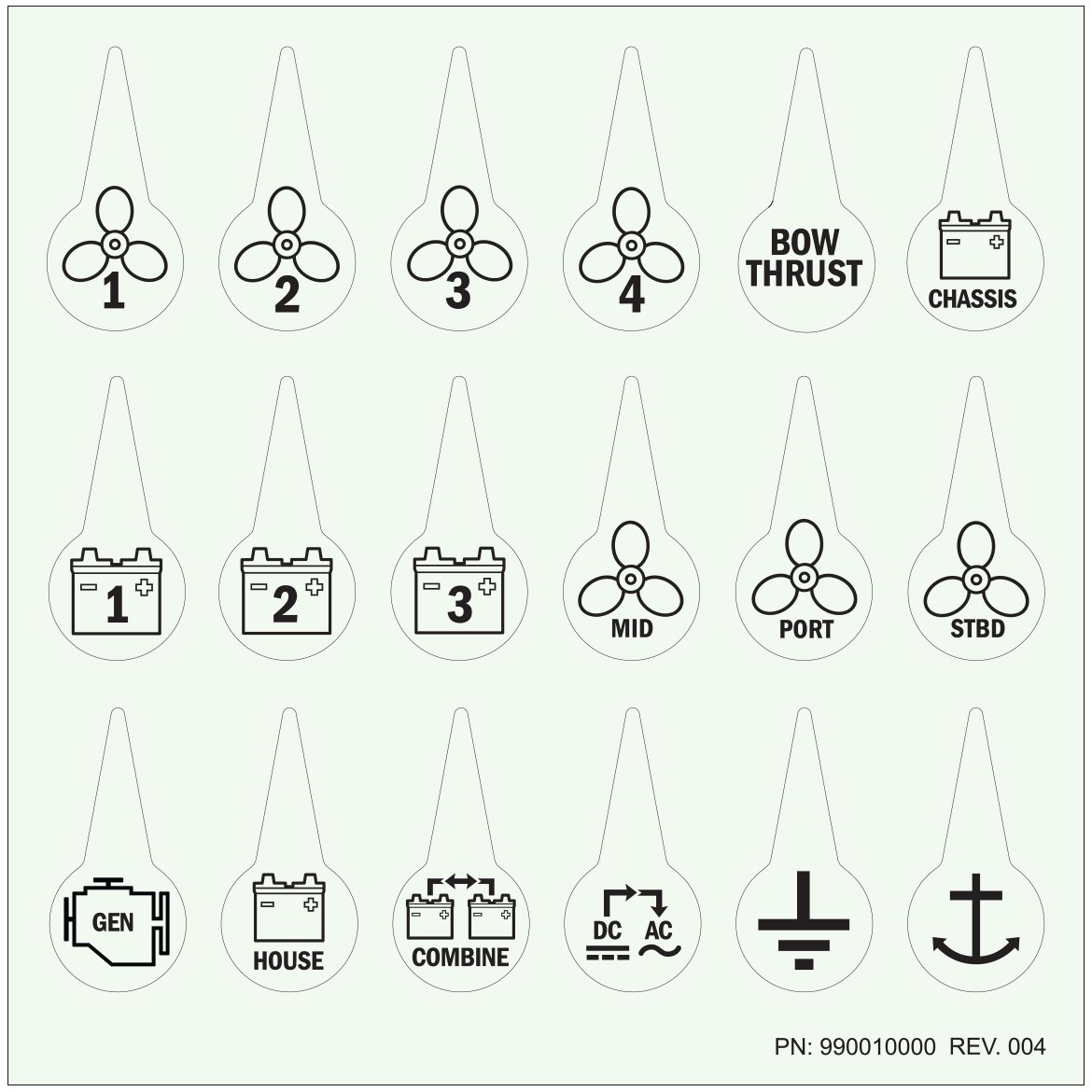 Blue Sea Systems Label Kit Battery Switch ICON (Bulk)